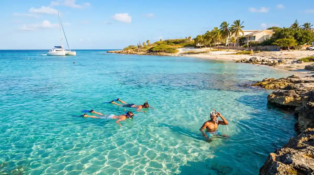 Shallow turquoise lagoon at Baby Beach on the southeastern tip of Aruba